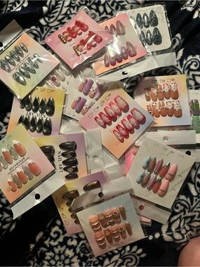 2 Mystery Sets of Press-On Nail Sets - Mixed Colors and Designs